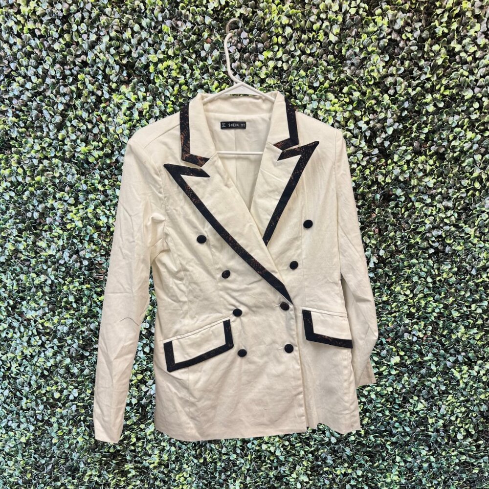 White Shein Blazer with Black Accents